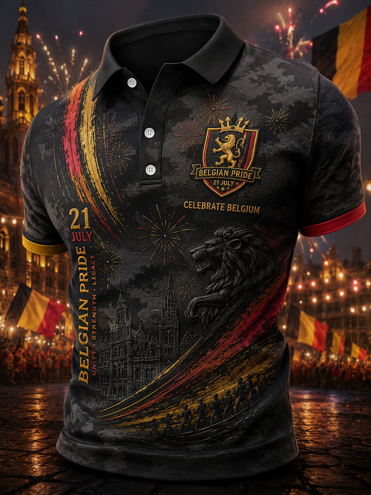 T-shirt polo à manches courtes, graphique, pour la célébration de la Journée nationale des hommes