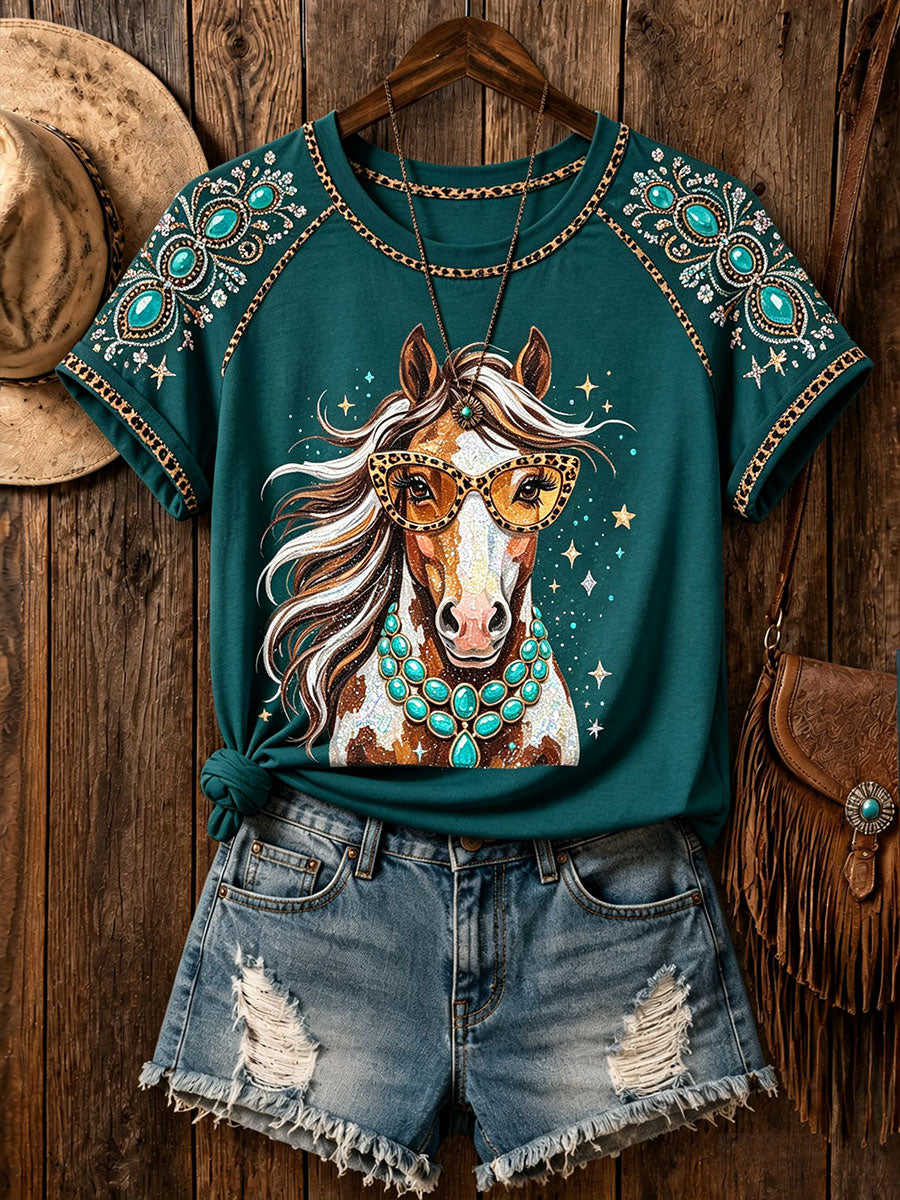 T-shirts Western Horse Casual pour femme