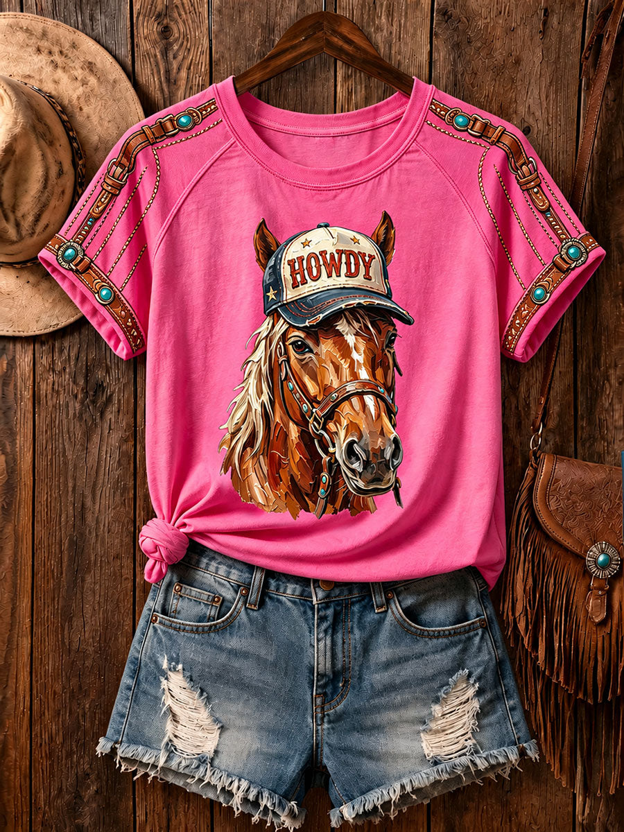T-shirts décontractés western pour femme à cheval
