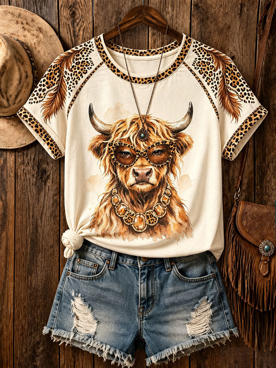 T-shirts décontractés Highland Cow pour femmes