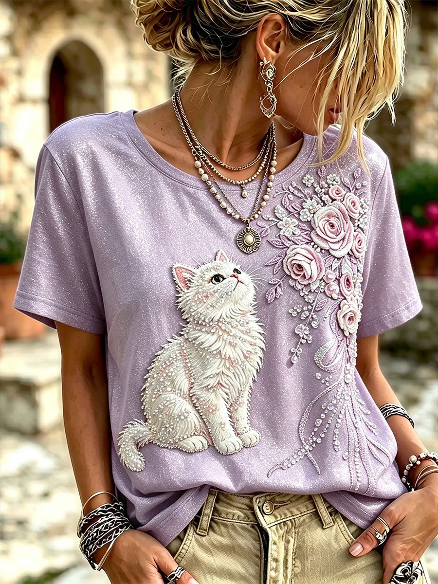 T-shirt à fleurs Cat Femme