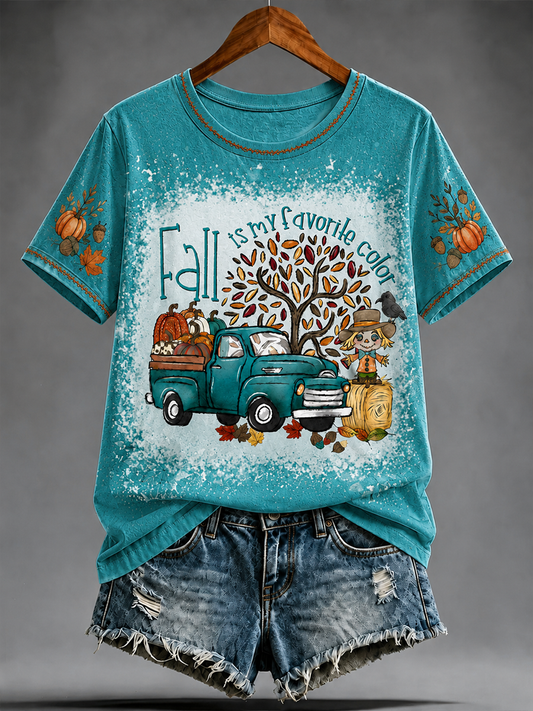 T-shirt à manches courtes imprimé automne femme