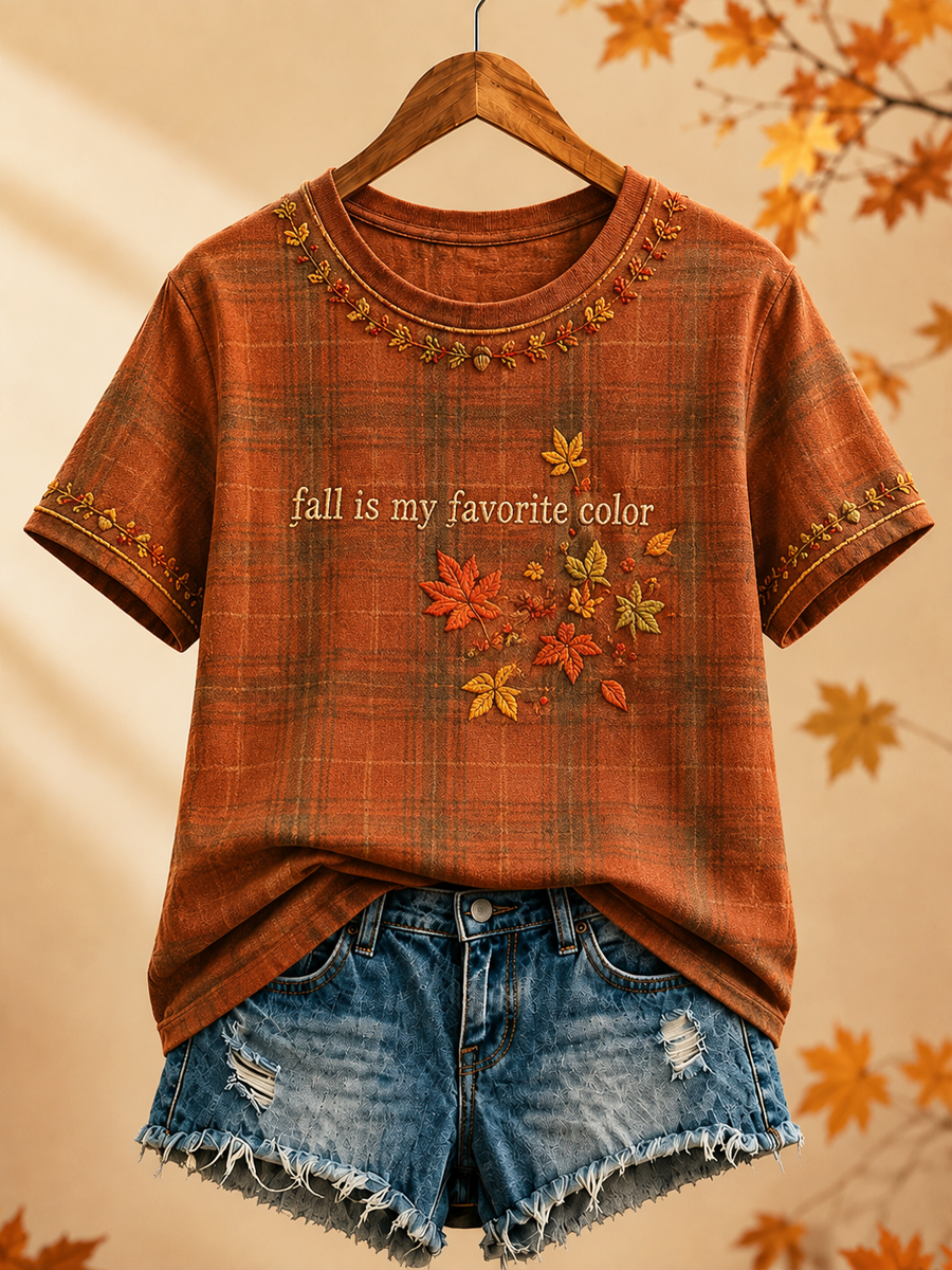 T-shirt à manches courtes Peint La chute des femmes est ma couleur préférée