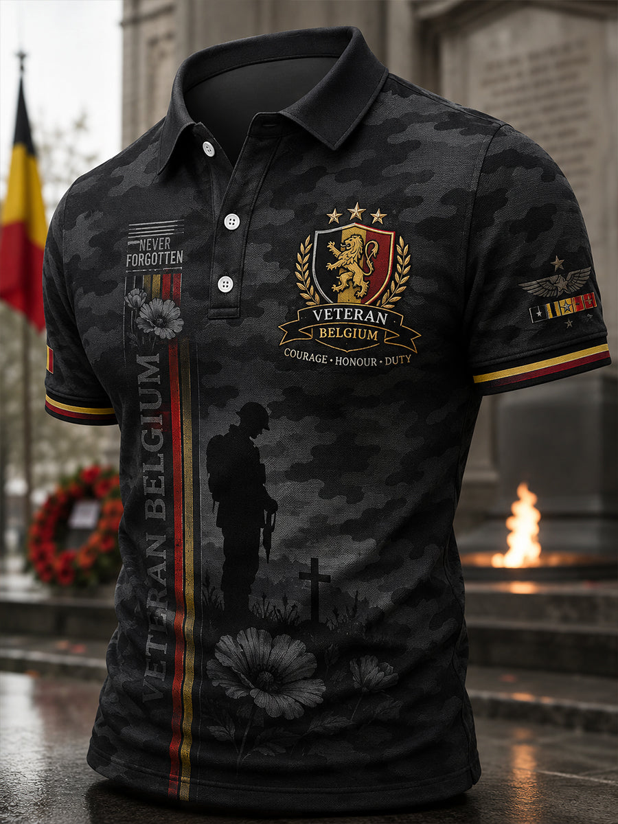Polo Homme À Manches Courtes Motif Camouflage Et Mémorial Vétéran