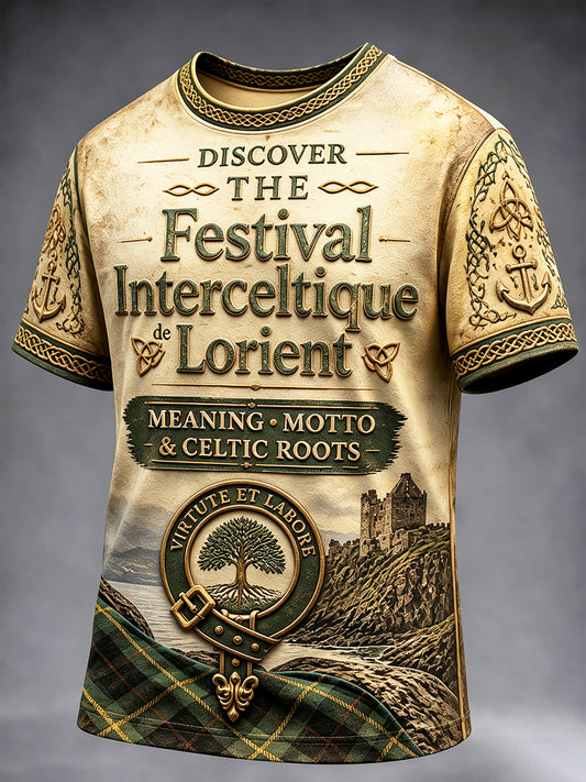 T-shirt décontracté à imprimé rétro du Festival international celtique de Bretagne-Lorient pour hommes