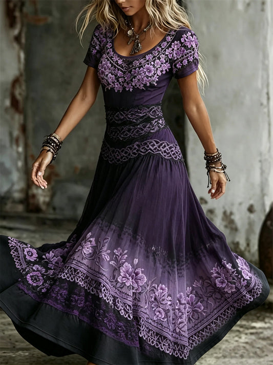 Robe Maxi Flowy à imprimé floral celtique pour femme