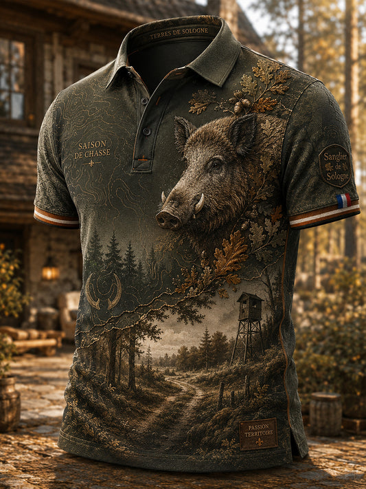 T-shirt à manches courtes pour la saison de chasse française, modèle homme