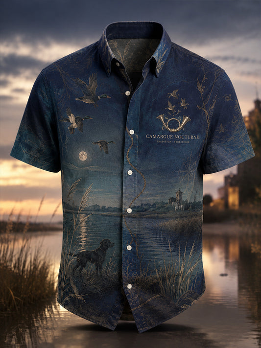 Chemise de plage décontractée à manches courtes pour homme, saison de chasse française
