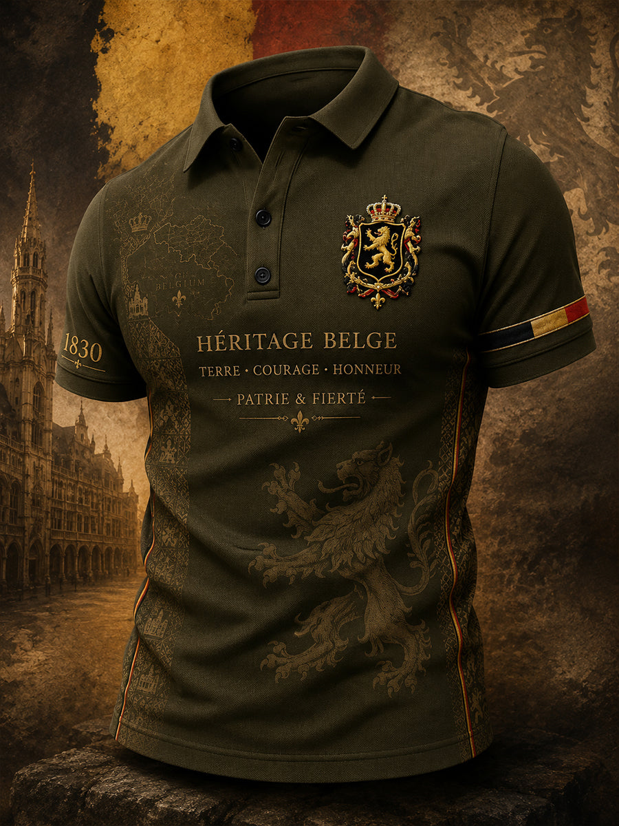 Polo à manches courtes pour homme avec imprimé patriotique commémoratif