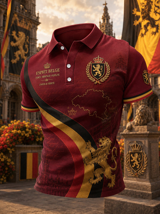 Polo à manches courtes pour homme avec imprimé patriotique commémoratif