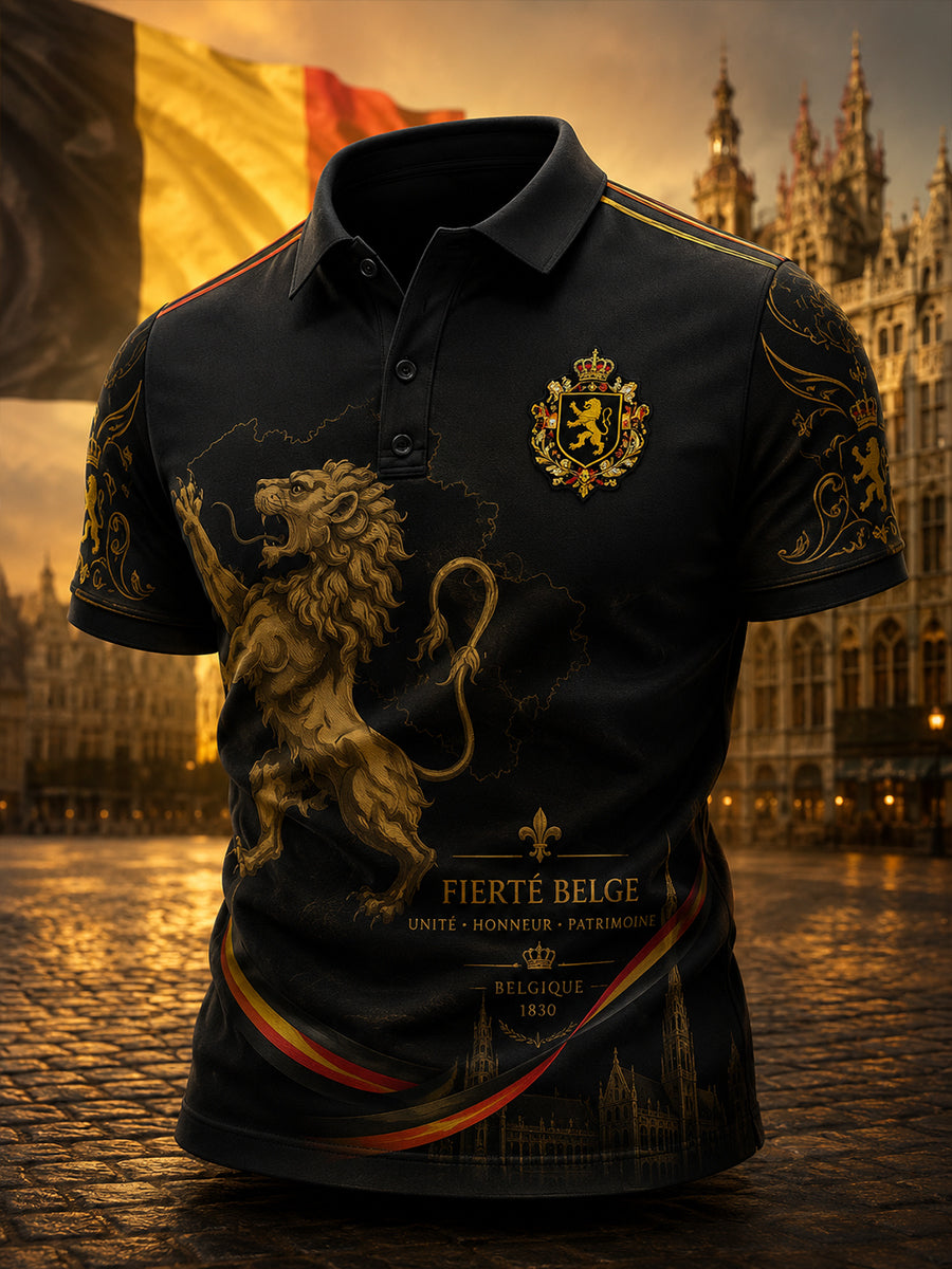 Polo à manches courtes pour homme avec imprimé patriotique commémoratif