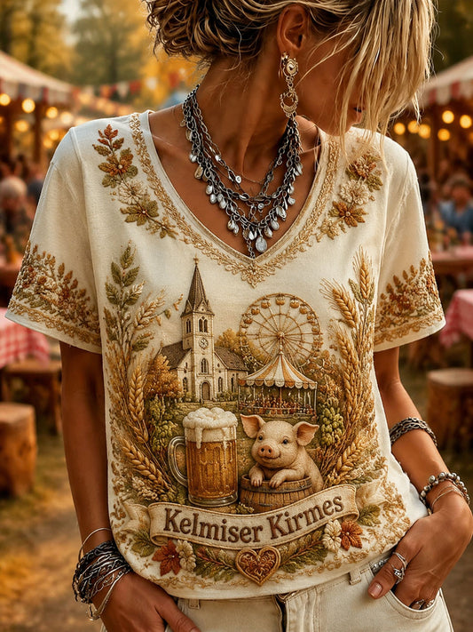 T-shirt décontracté à manches courtes Kelmis Church Garden pour femme