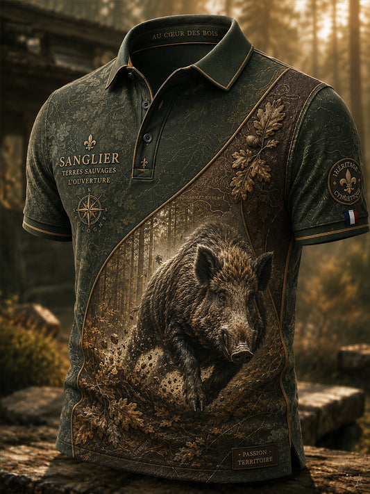 Chemise française de chasse à manches courtes pour homme