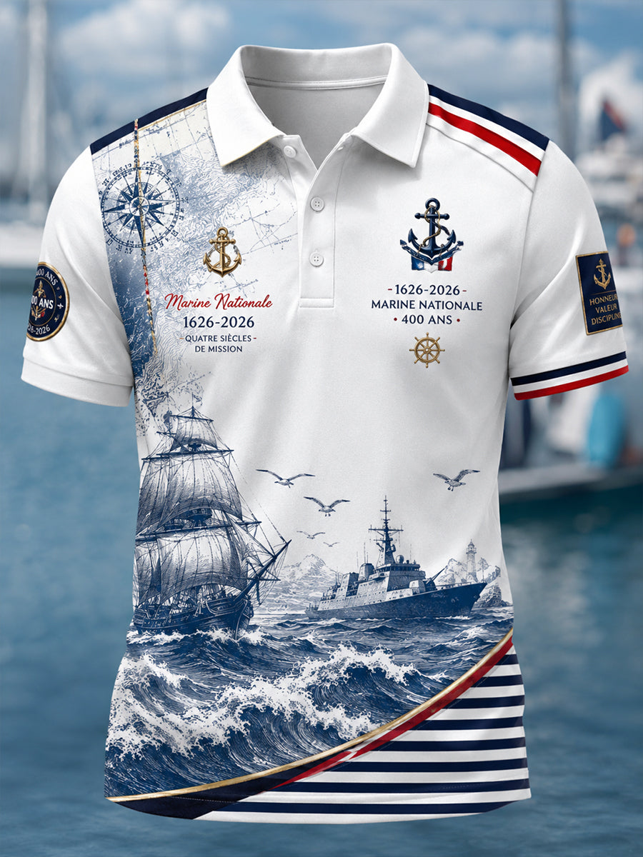 Chemise à manches courtes de la Marine française pour homme