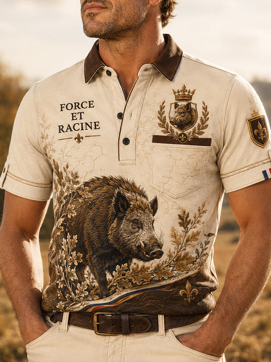 Chemise française de chasse à manches courtes pour homme