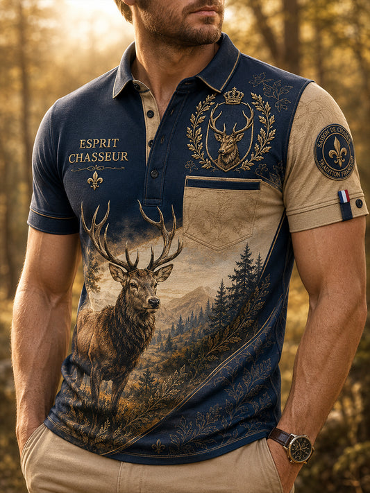 Chemise française de chasse à manches courtes pour homme