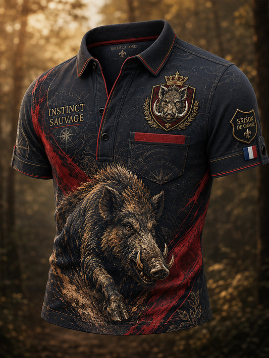 Chemise française de chasse à manches courtes pour homme