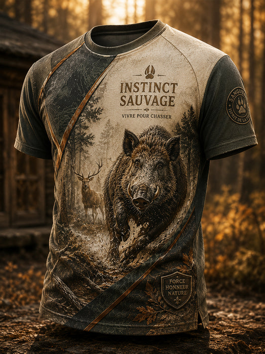 Chemise française de chasse à manches courtes pour homme