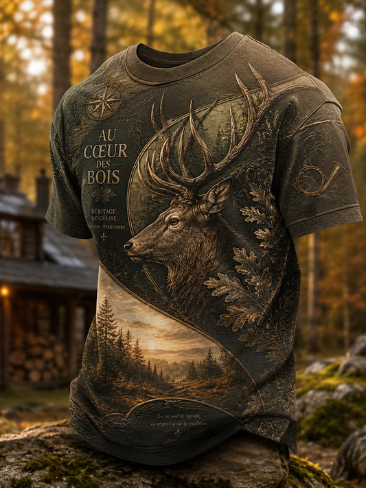 Chemise française de chasse à manches courtes pour homme