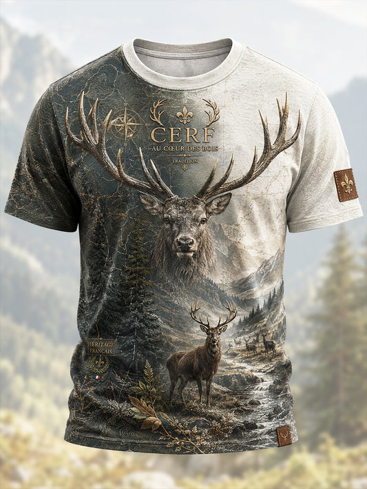 T-shirt manches courtes de chasse à la française pour homme