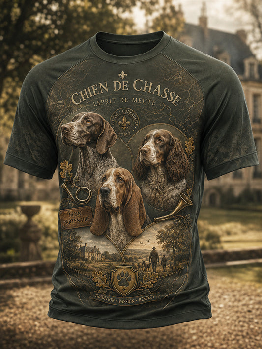 T-shirt manches courtes de chasse à la française pour homme