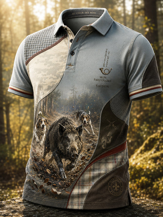 T-shirt manches courtes de chasse à la française pour homme