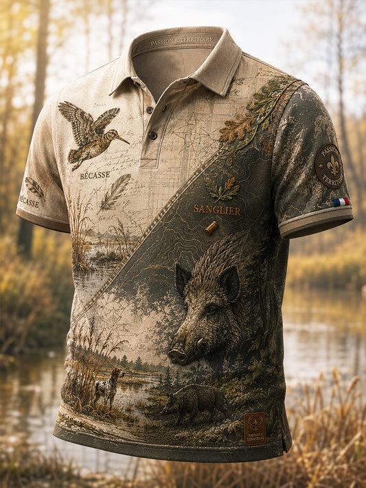 T-shirt manches courtes de chasse à la française pour homme