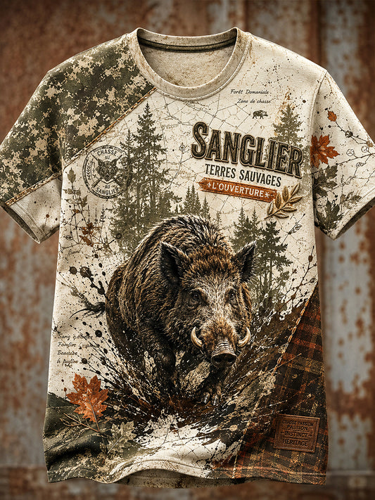 T-shirt manches courtes de chasse à la française pour homme