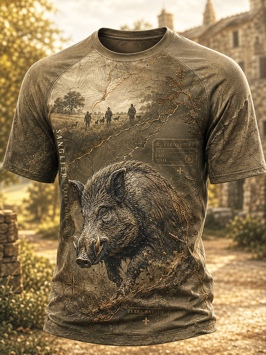 T-shirt manches courtes de chasse à la française pour homme