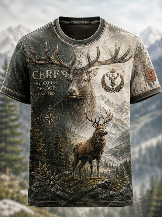 T-shirt manches courtes de chasse à la française pour homme