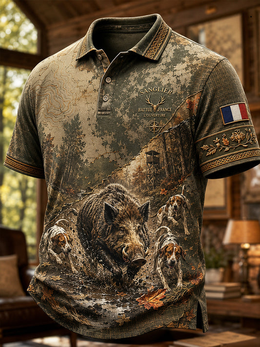 T-shirt manches courtes de chasse à la française pour homme