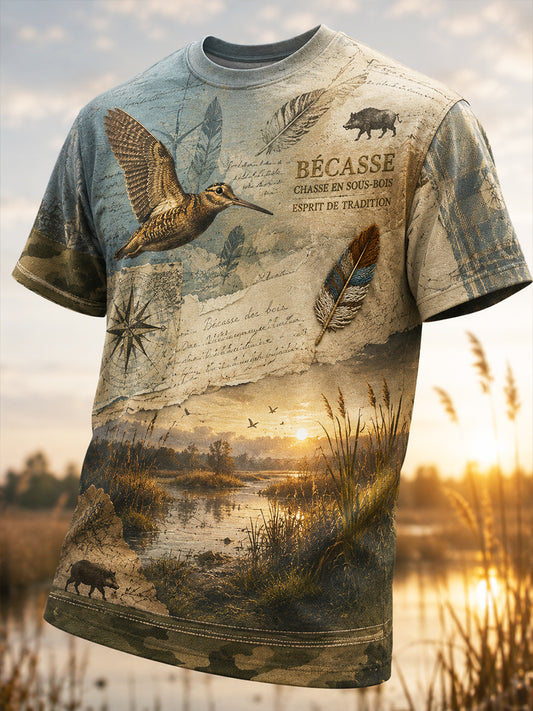 T-shirt manches courtes de chasse à la française pour homme