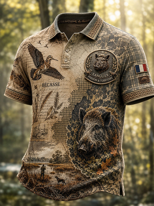 T-shirt manches courtes de chasse à la française pour homme