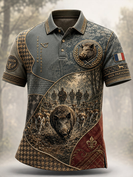 T-shirt manches courtes de chasse à la française pour homme