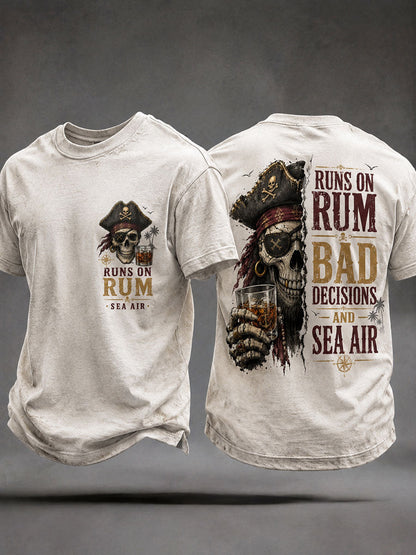 T-Shirts Homme 'Runs On Rum, Bad Decisions, And Sea Air'