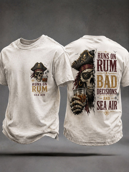 T-Shirts Homme 'Runs On Rum, Bad Decisions, And Sea Air'