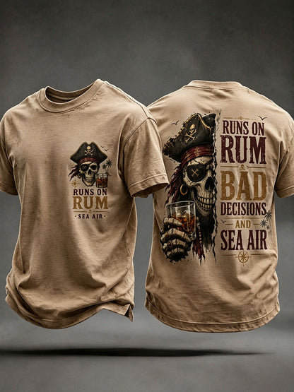 T-Shirts Homme 'Runs On Rum, Bad Decisions, And Sea Air'