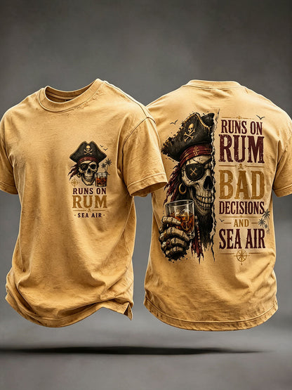 T-Shirts Homme 'Runs On Rum, Bad Decisions, And Sea Air'