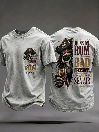 T-Shirts Homme 'Runs On Rum, Bad Decisions, And Sea Air'