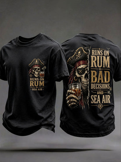 T-Shirts Homme 'Runs On Rum, Bad Decisions, And Sea Air'