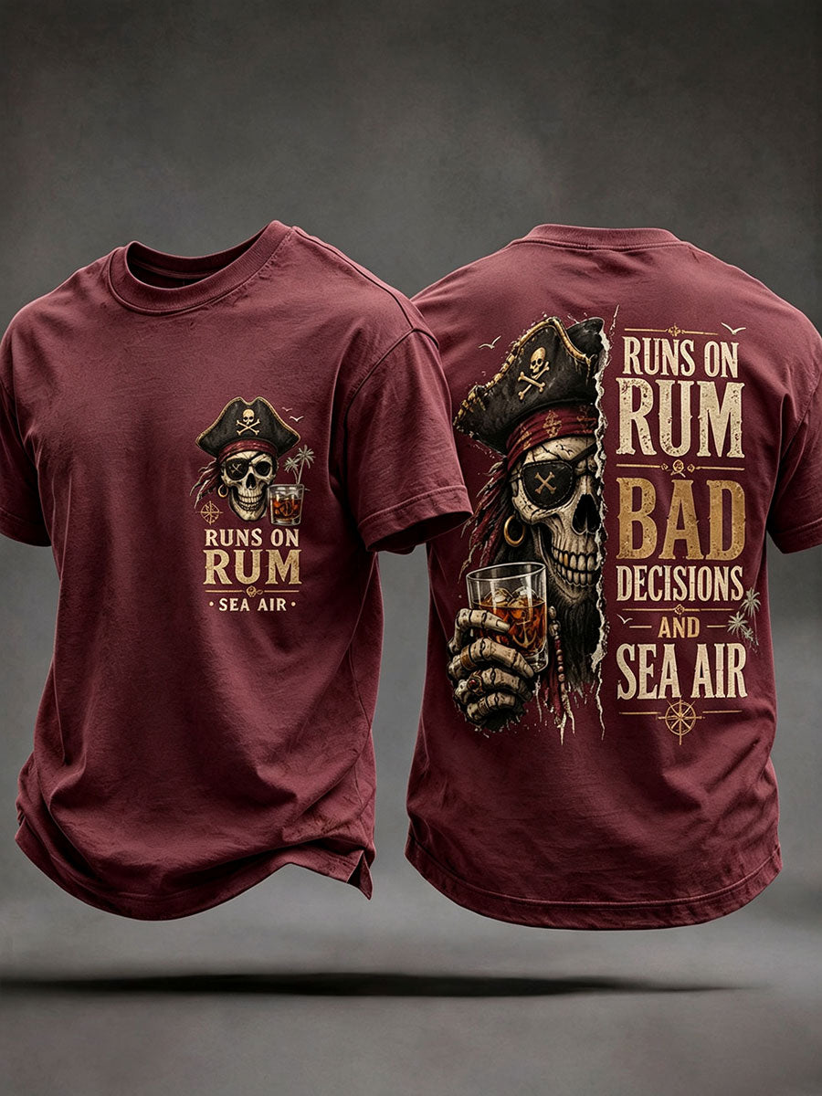 T-Shirts Homme 'Runs On Rum, Bad Decisions, And Sea Air'