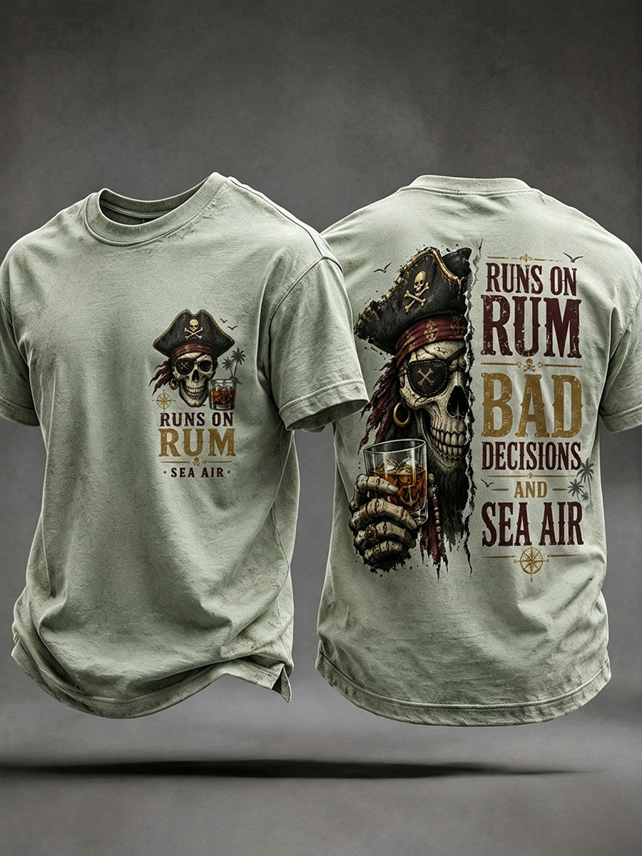 T-Shirts Homme 'Runs On Rum, Bad Decisions, And Sea Air'