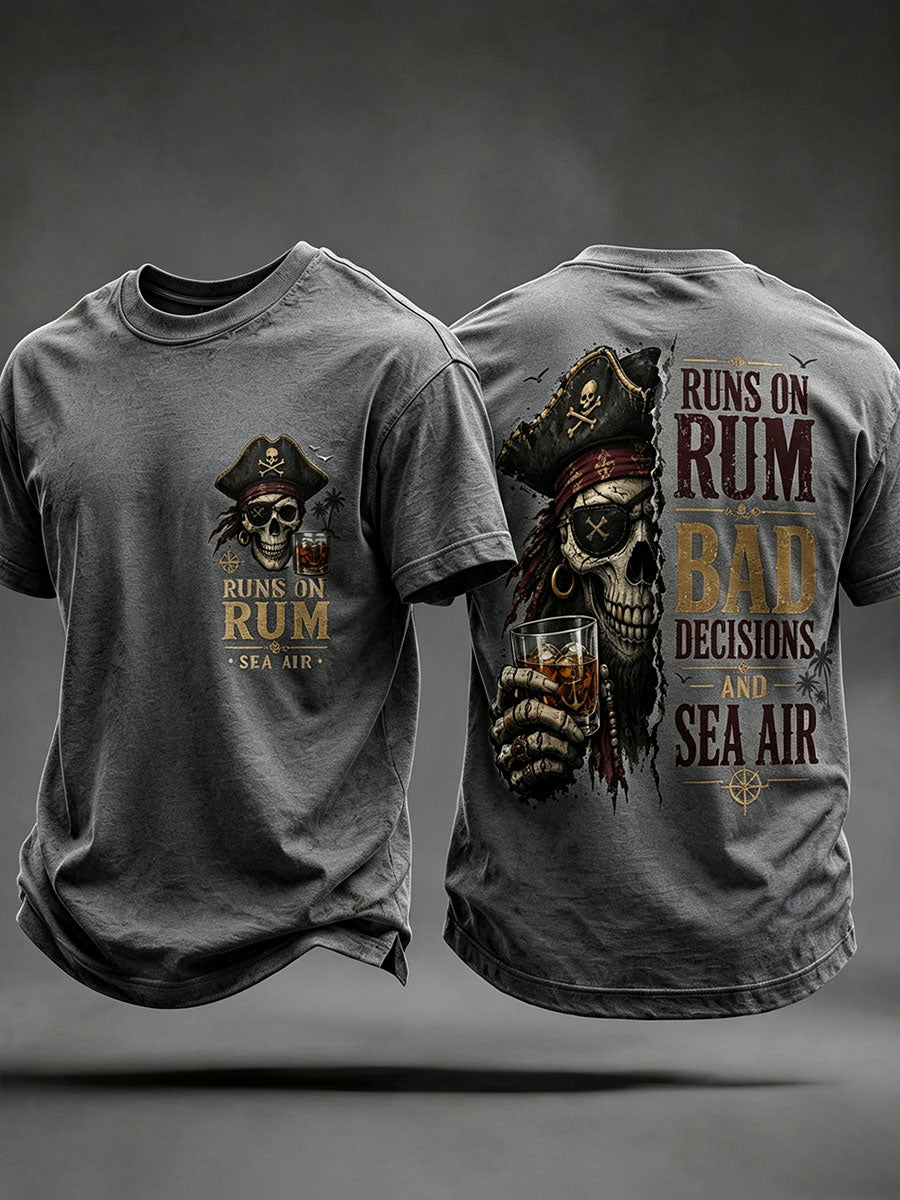 T-Shirts Homme 'Runs On Rum, Bad Decisions, And Sea Air'