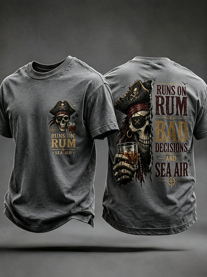 T-Shirts Homme 'Runs On Rum, Bad Decisions, And Sea Air'