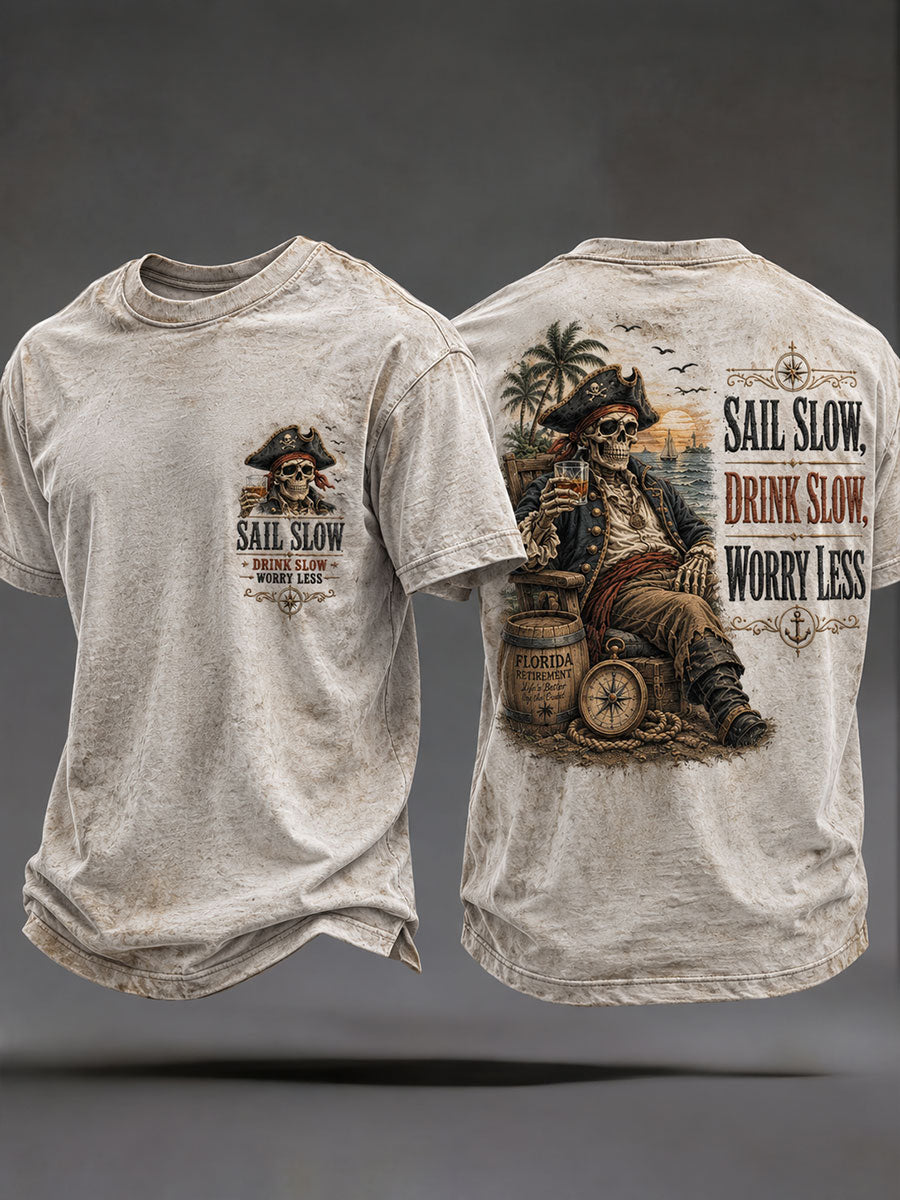 T-Shirts Homme 'Sail Slow Drink Slow Worry Less'