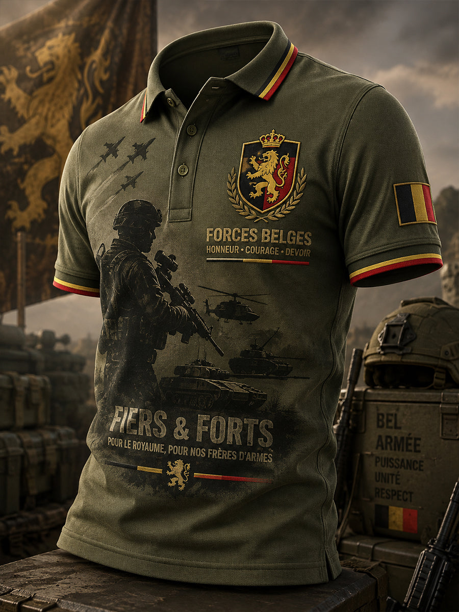 Polo à manches courtes pour homme avec imprimé commémoratif militaire