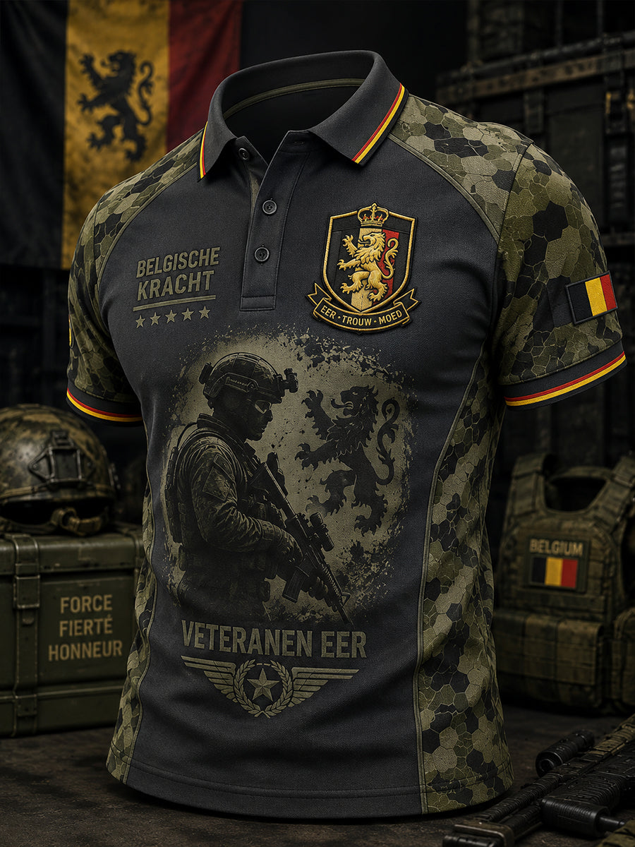Polo à manches courtes pour homme avec imprimé commémoratif militaire