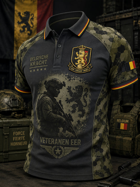 Polo à manches courtes pour homme avec imprimé commémoratif militaire
