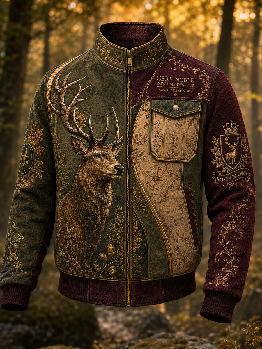 Veste en patchwork de chasse pour homme, style français