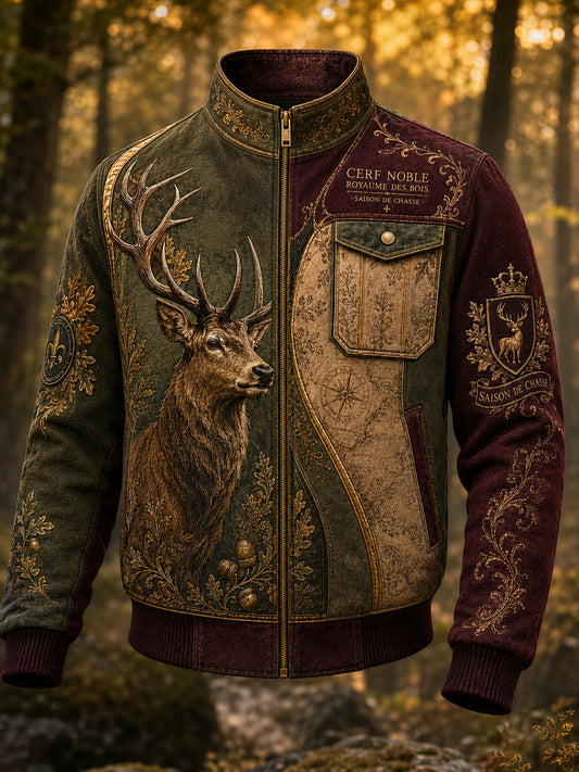 Veste en patchwork de chasse pour homme, style français